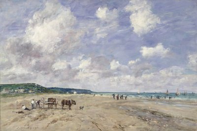 Het strand van Tourgeville, 1893 door Eugene Louis Boudin